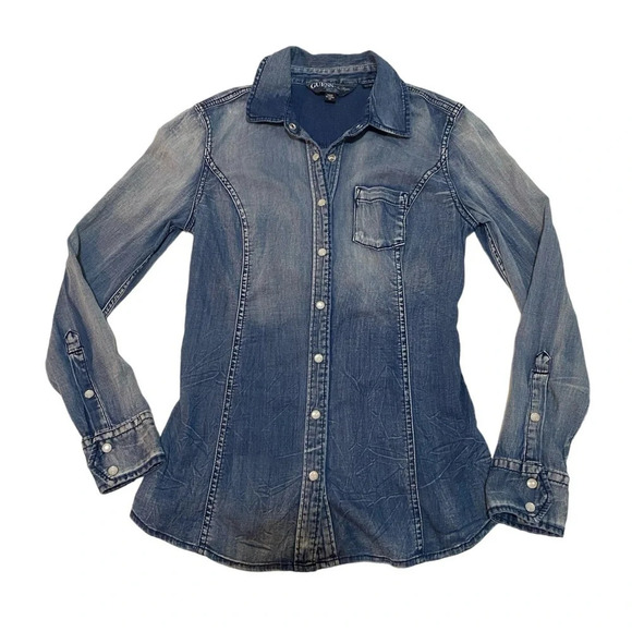 GUESS Denim Button Down Shirt Size XS - Picture 1 of 6